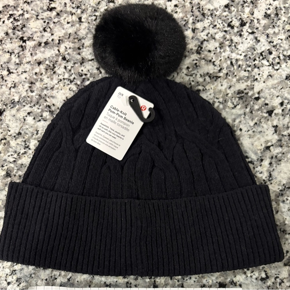 Cable Knit Beanie with Pom Pom